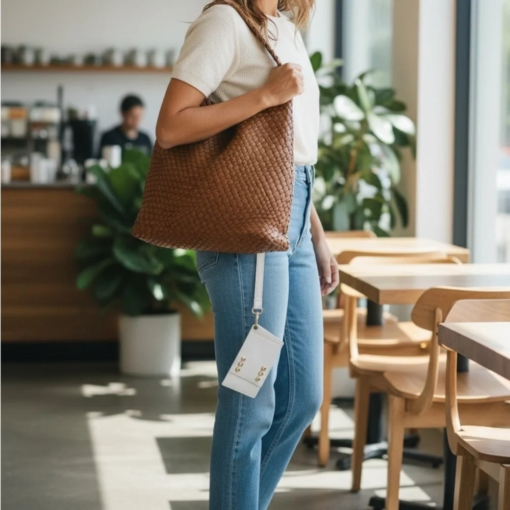 Elegant Brown Woven Shoulder Bag